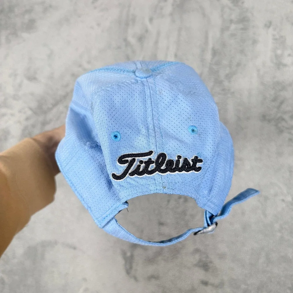 Titleist Mens OSFA Golf Hat Light Blue Adjustable Strapback Mesh